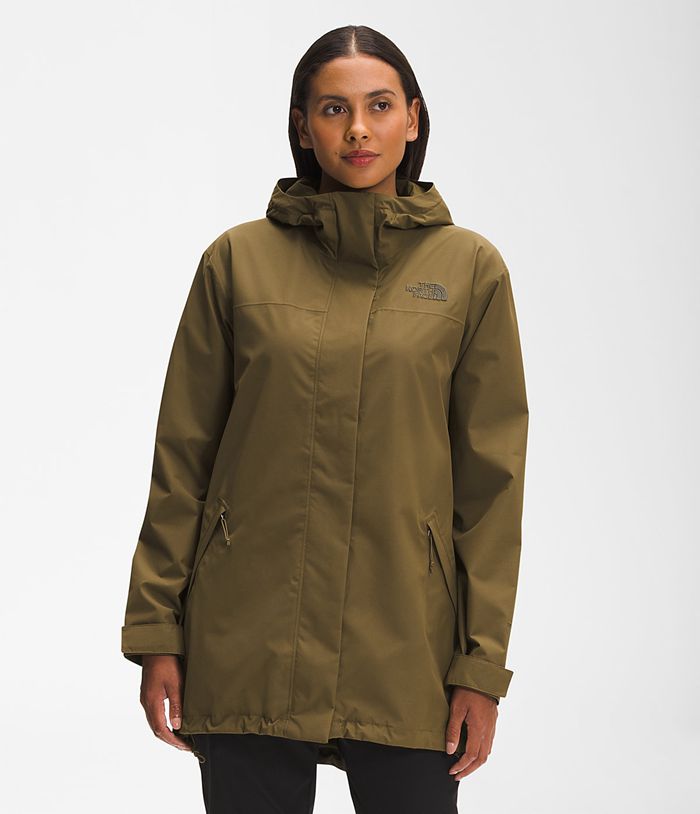 Casaca Impermeable The North Face Mujer Voyage Midi Verde Oliva - Peru 68271AWJY